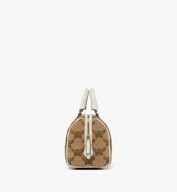 MCM Ella Boston Bag In Lauretos Raffia Jacquard
