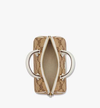 MCM Ella Boston Bag In Lauretos Raffia Jacquard