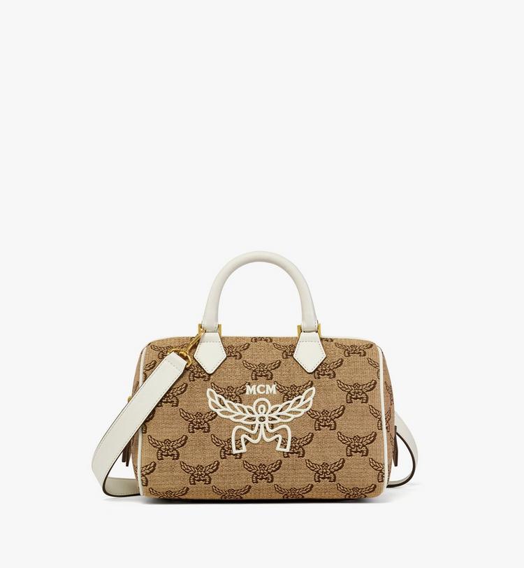 MCM Ella Boston Bag in Lauretos Raffia Jacquard
