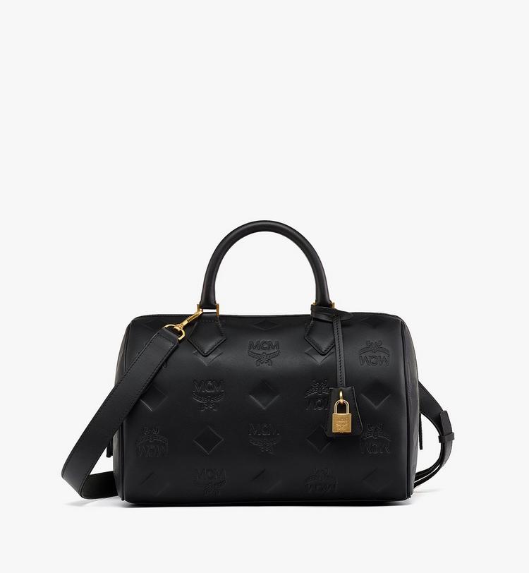 MCM Ella Boston Bag in Maxi Monogram Leather