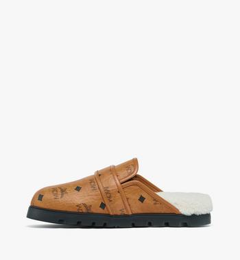 MCM Flat Mule In Visetos And Shearling