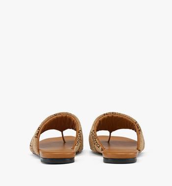 MCM Flat Sandals In Lauretos Raffia Jacquard