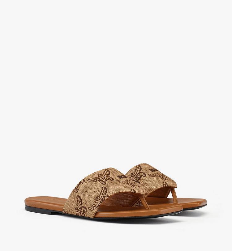 MCM Flat Sandals in Lauretos Raffia Jacquard