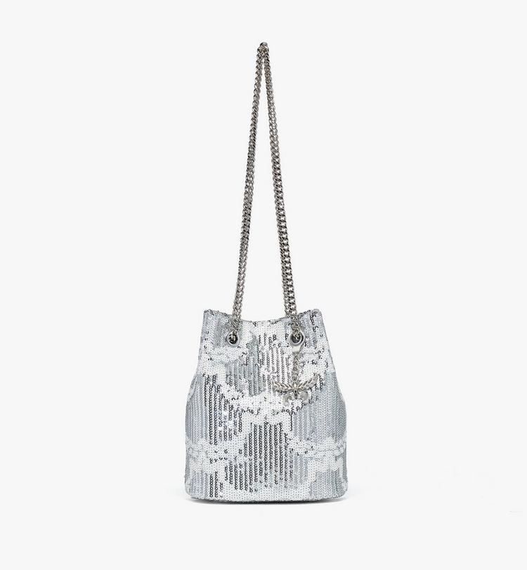 MCM Himmel Bucket Bag in Sequin Monogram Leather