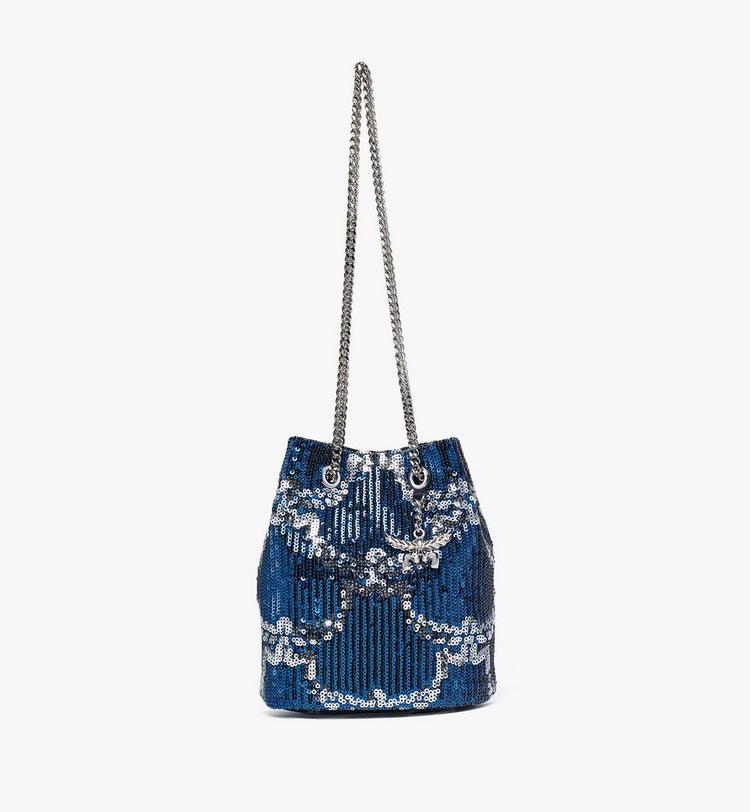 MCM Himmel Bucket Bag in Sequin Monogram Leather