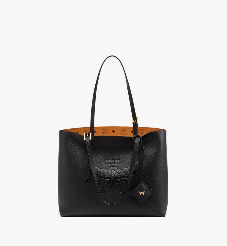 MCM Himmel Shopper in Embossed Logo Leather