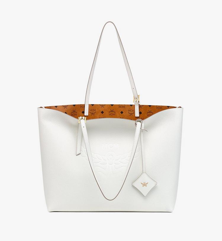 MCM Himmel Shopper in Embossed Logo Leather