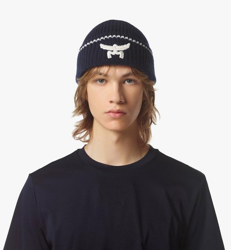 MCM Logo Beanie In Wool And Recycled Cashmere