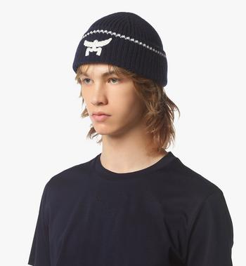 MCM Logo Beanie In Wool And Recycled Cashmere