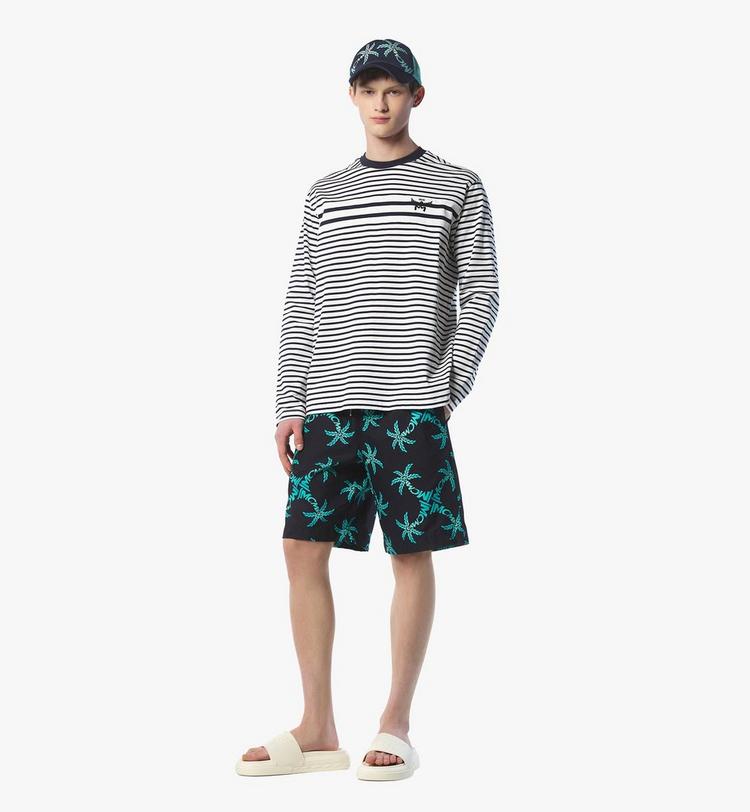 MCM Logo Stripe Long Sleeve T-Shirt