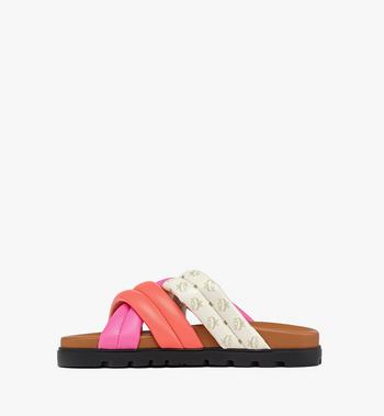 MCM Monogram Cross Sandals In Lamb Leather