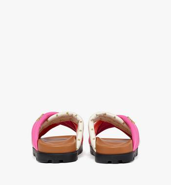 MCM Monogram Cross Sandals In Lamb Leather