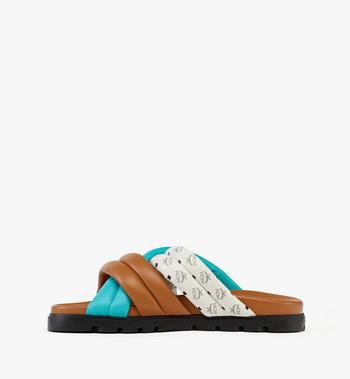 MCM Monogram Cross Sandals In Lamb Leather
