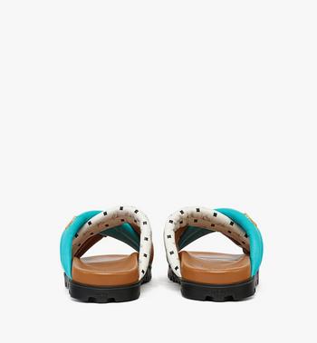 MCM Monogram Cross Sandals In Lamb Leather