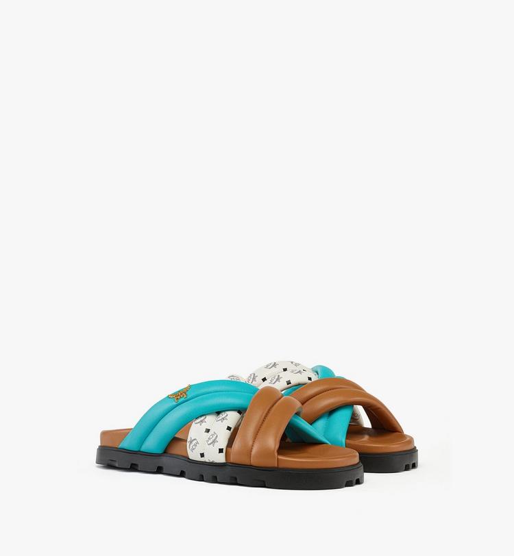 MCM Monogram Cross Sandals in Lamb Leather