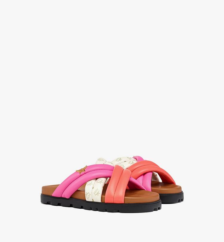 MCM Monogram Cross Sandals in Lamb Leather