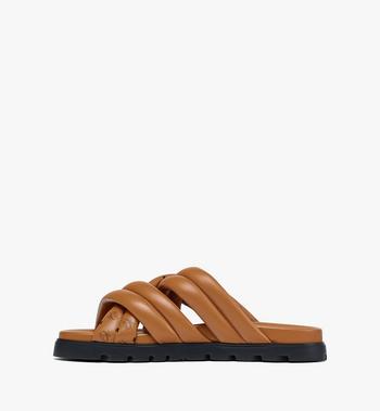 MCM Monogram Print Cross Sandals In Lamb Leather