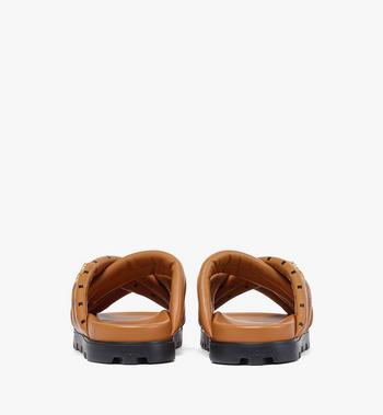 MCM Monogram Print Cross Sandals In Lamb Leather