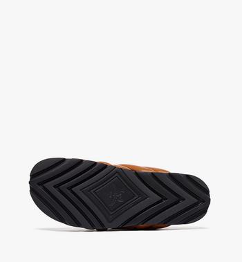 MCM Monogram Print Cross Sandals In Lamb Leather