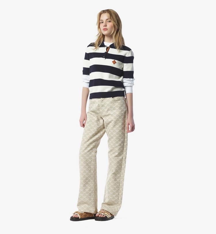 MCM Stripe Knit Cropped Polo