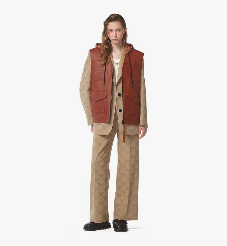 MCM Reversible Vest In Lamb Leather And Monogram Nylon