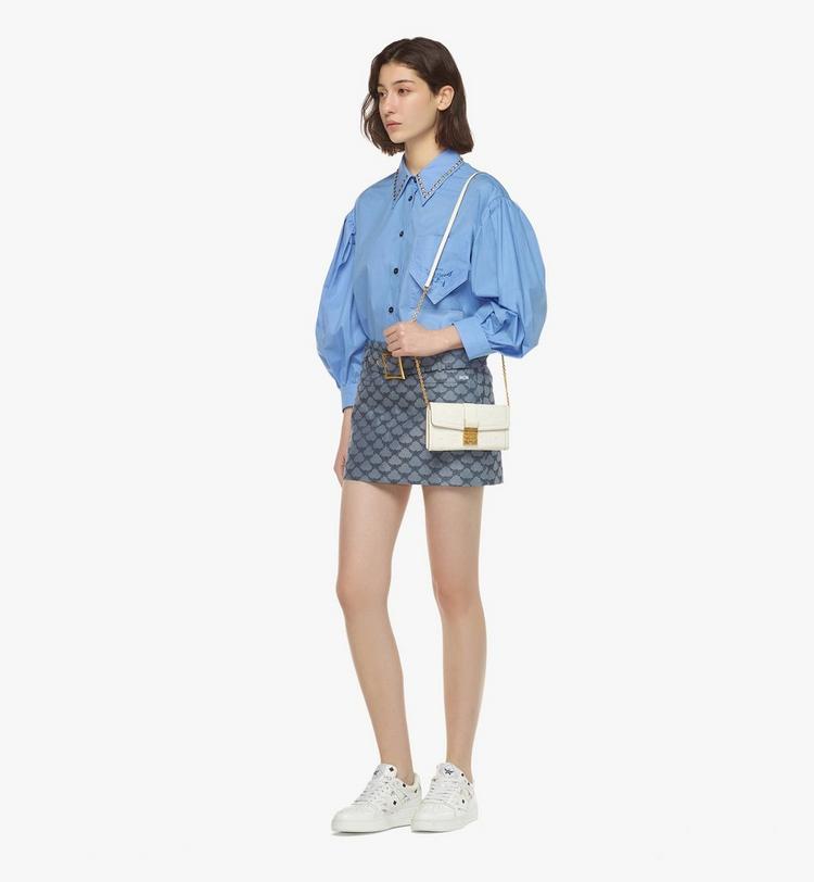 MCM Tracy Chain Wallet In Embossed Monogram Leather