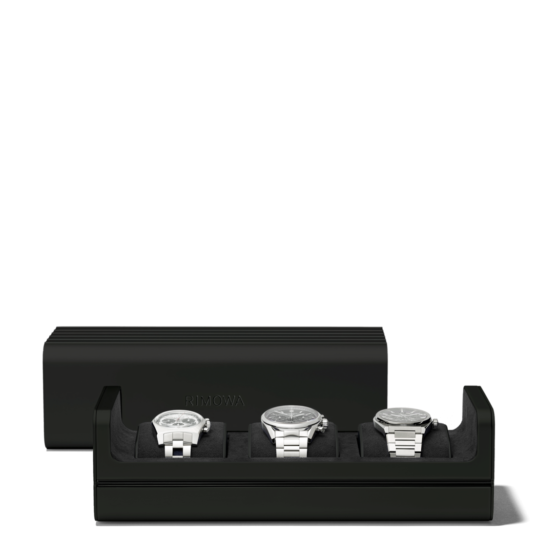 Rimowa Caja de reloj de aluminio en negro para 3 relojes