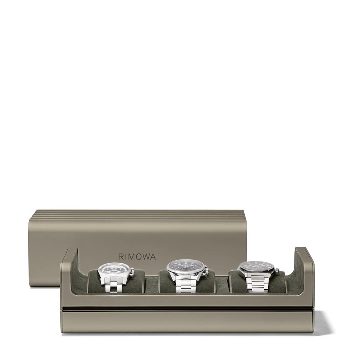 Rimowa Caja de reloj de aluminio en Titanio para 3 relojes