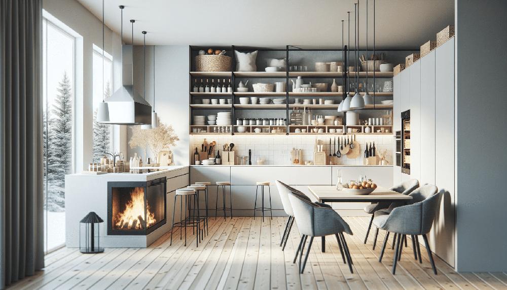 Mimub Cocina Nórdica Moderna: Confort y Estilo con Chimenea y Despensa