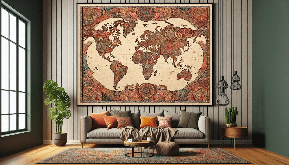 Mimub Decora Tu Hogar de Forma Única con Tela de Mapamundi