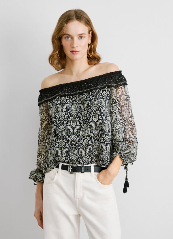 Pepe Jeans Blusa Chifón Estampado Paisley