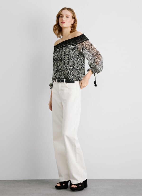 Pepe Jeans Blusa Chifón Estampado Paisley