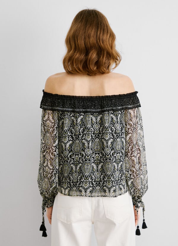 Pepe Jeans Blusa Chifón Estampado Paisley