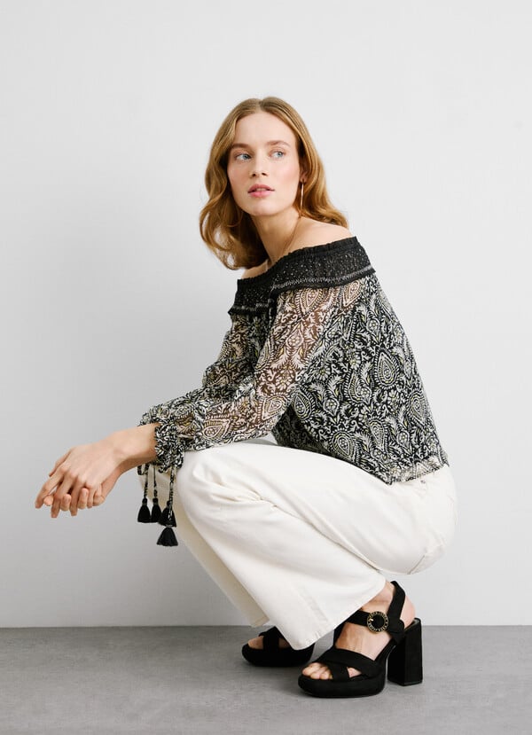 Pepe Jeans blusa chifón estampado paisley