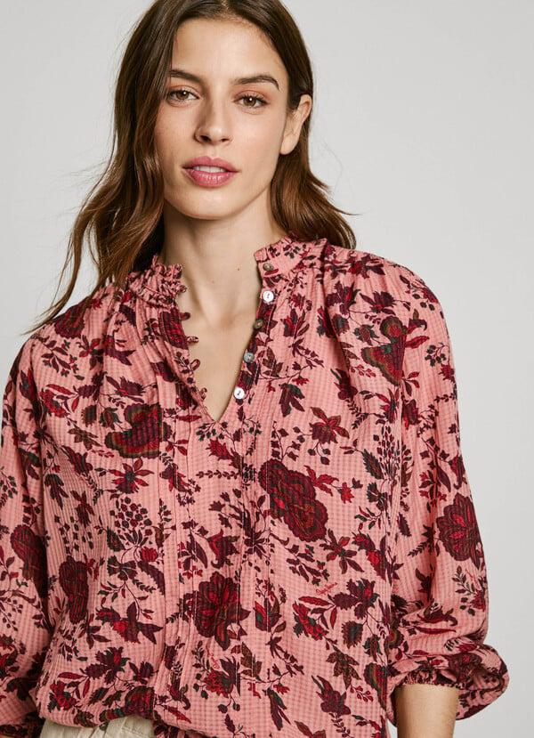 Pepe Jeans Blusa De Flores Manga Larga