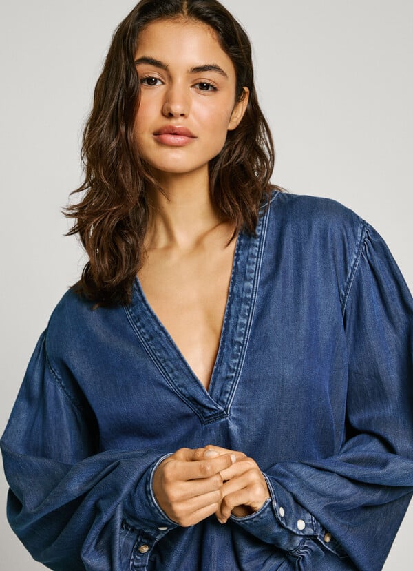 Pepe Jeans Blusa Denim Cuello Pico