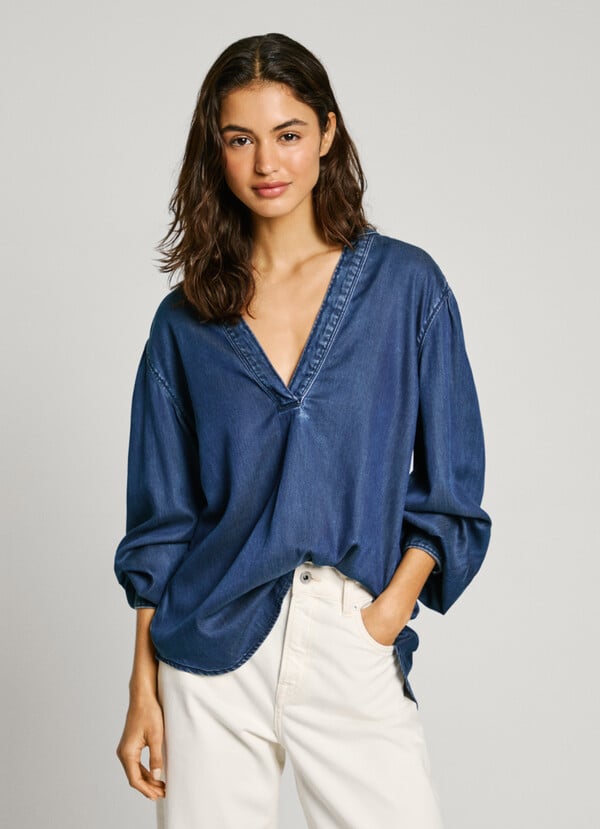 Pepe Jeans Blusa Denim Cuello Pico