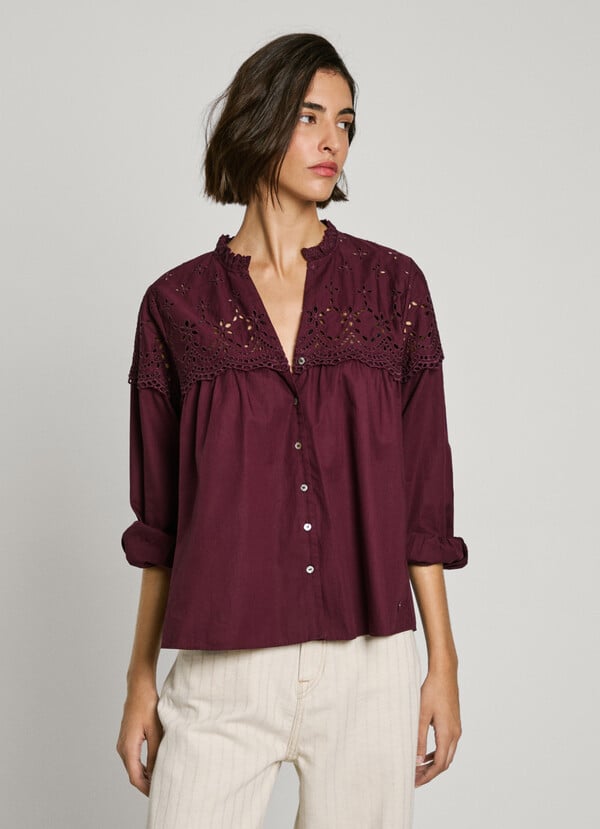 Pepe Jeans Blusa Fluida Con Detalles Bordados