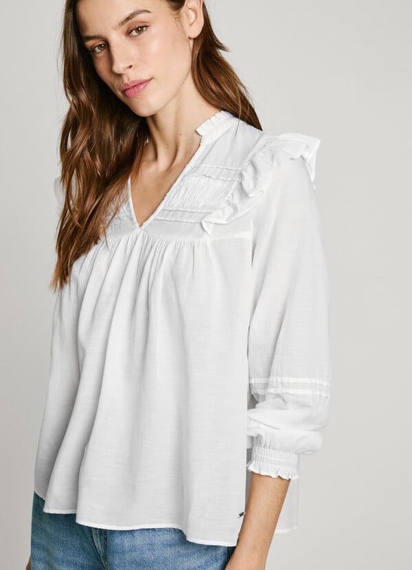 Pepe Jeans Blusa Fluida Con Volantes
