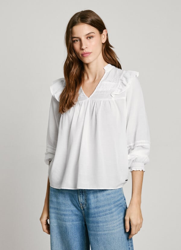 Pepe Jeans blusa fluida con volantes