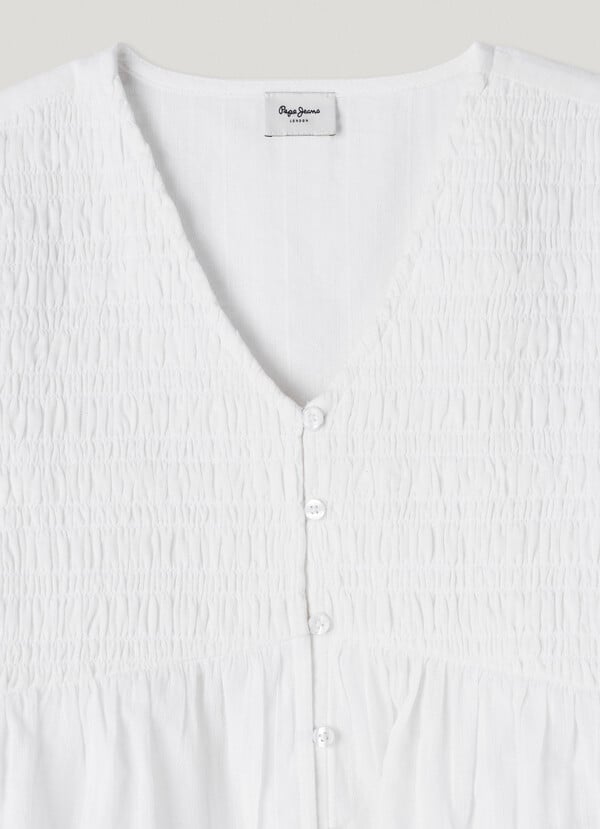 Pepe Jeans Blusa Fruncida Cuello Pico