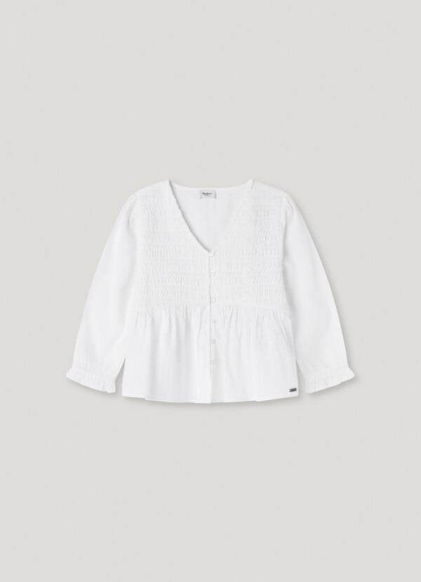 Pepe Jeans blusa fruncida cuello pico
