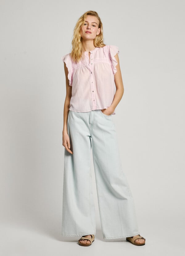 Pepe Jeans Blusa Manga Corta Con Volantes