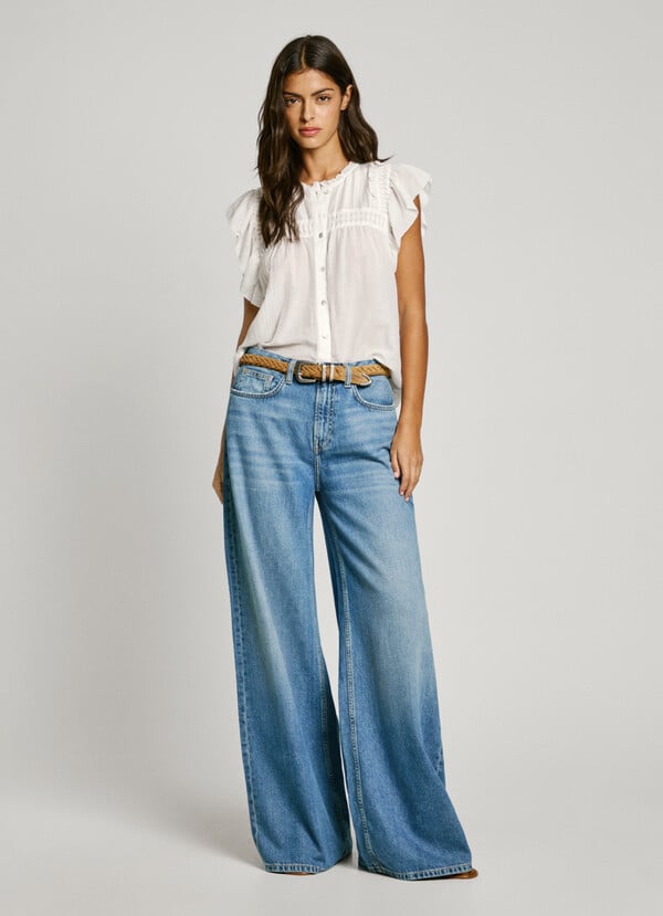 Pepe Jeans Blusa Manga Corta Con Volantes