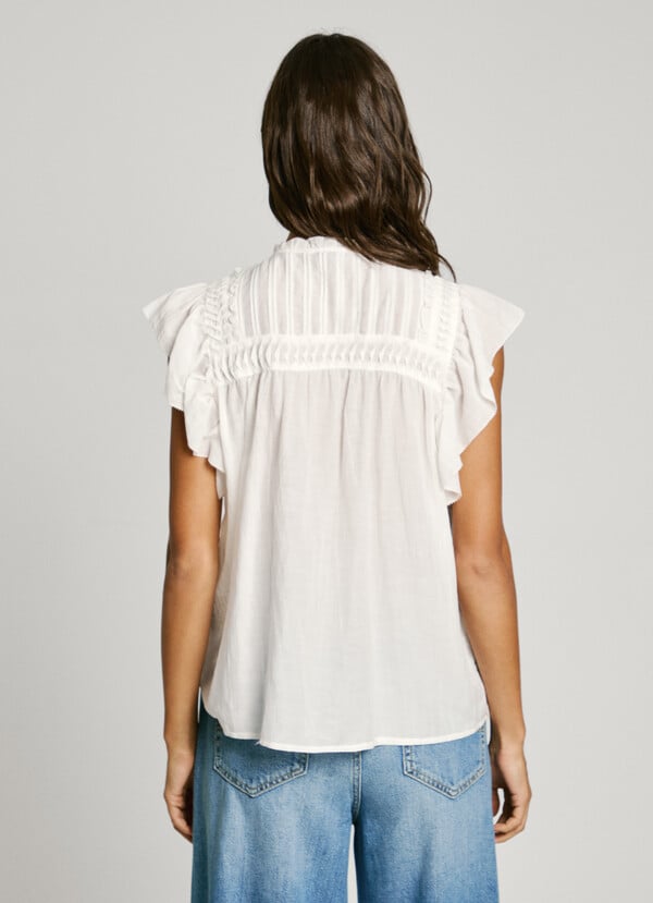 Pepe Jeans Blusa Manga Corta Con Volantes