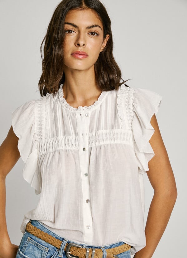 Pepe Jeans blusa manga corta con volantes