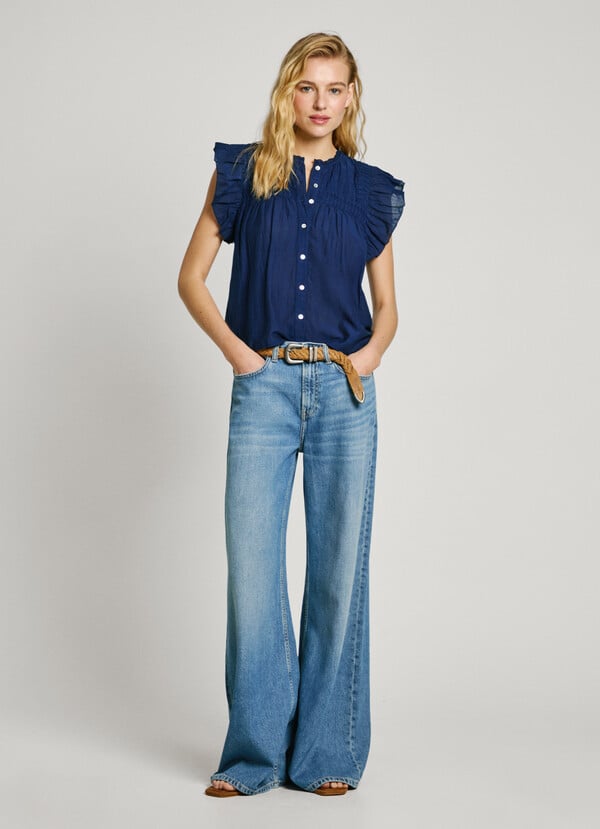 Pepe Jeans Blusa Manga Corta Con Volantes