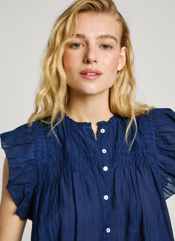 Pepe Jeans Blusa Manga Corta Con Volantes