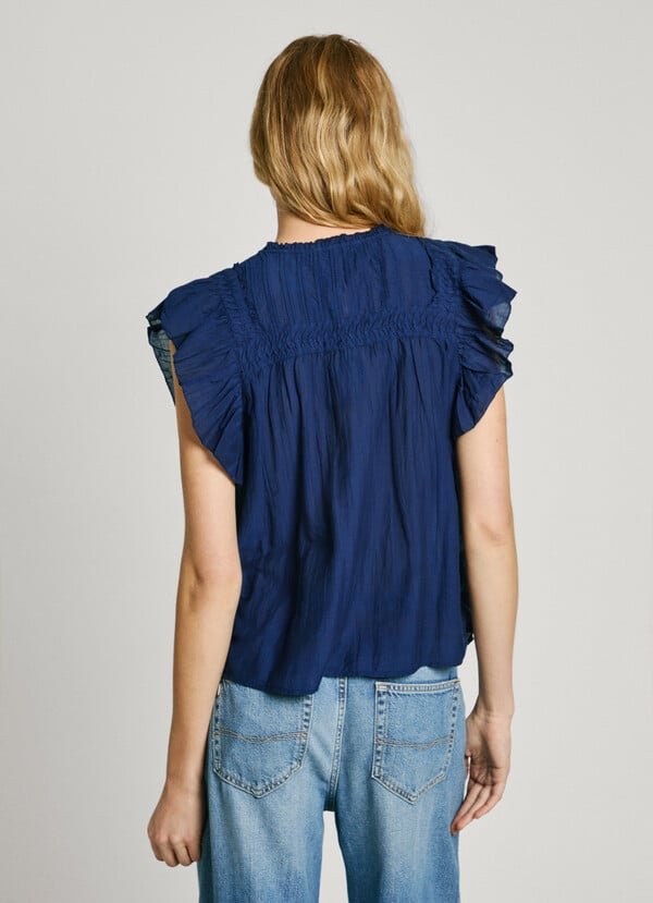 Pepe Jeans Blusa Manga Corta Con Volantes