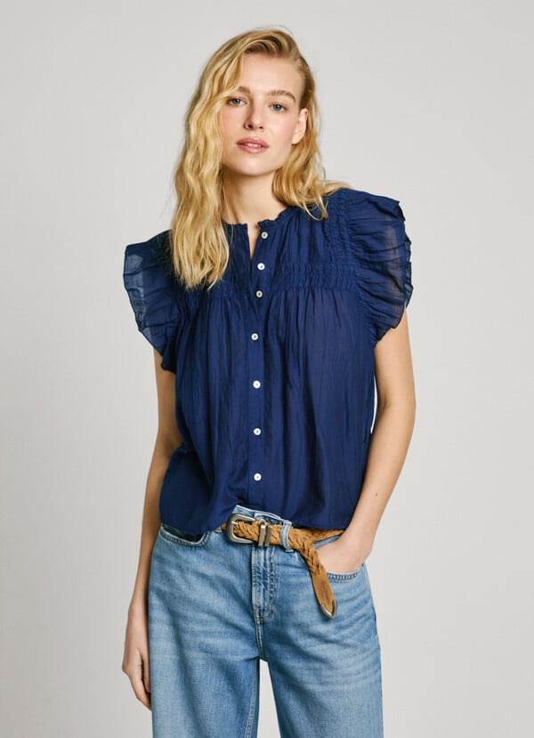 Pepe Jeans blusa manga corta con volantes